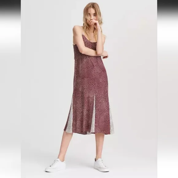 brown reception dress Brown Polka Dot Puff Sleeve Ottillie Midi Dress
